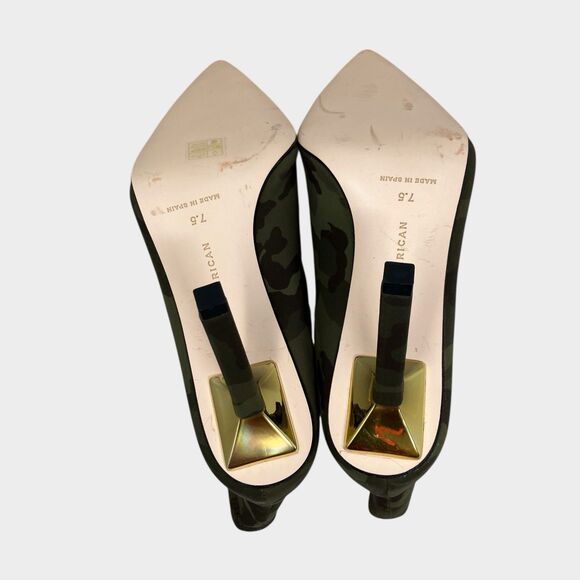 Good American Camo Ankle Boots 7.5 Stretch Fit High Heel Zip - Picture 10 of 14